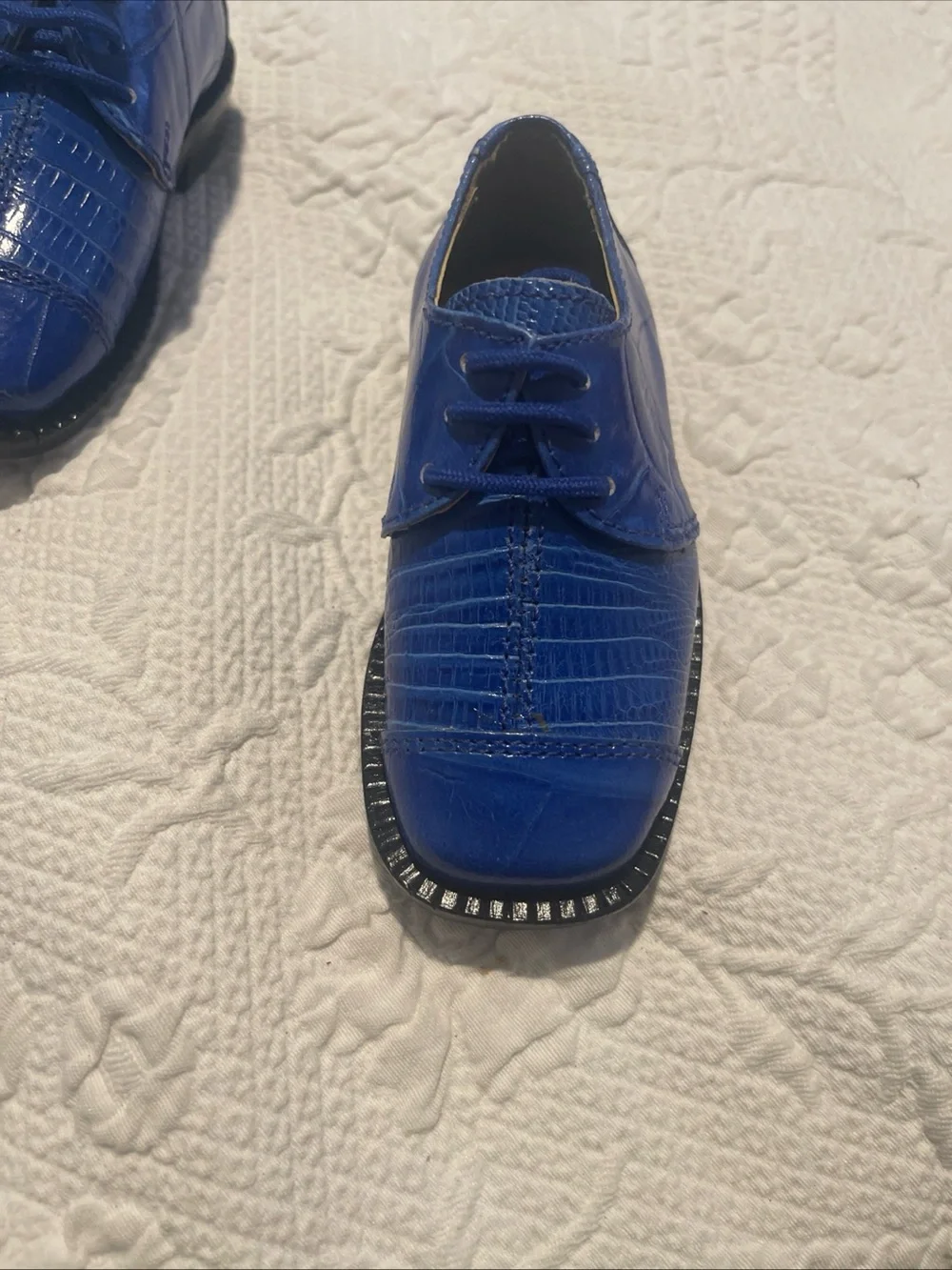 Gliders Toddlers Size 6 Royal Blue Leather Lace up Lace-Up Dress Shoes